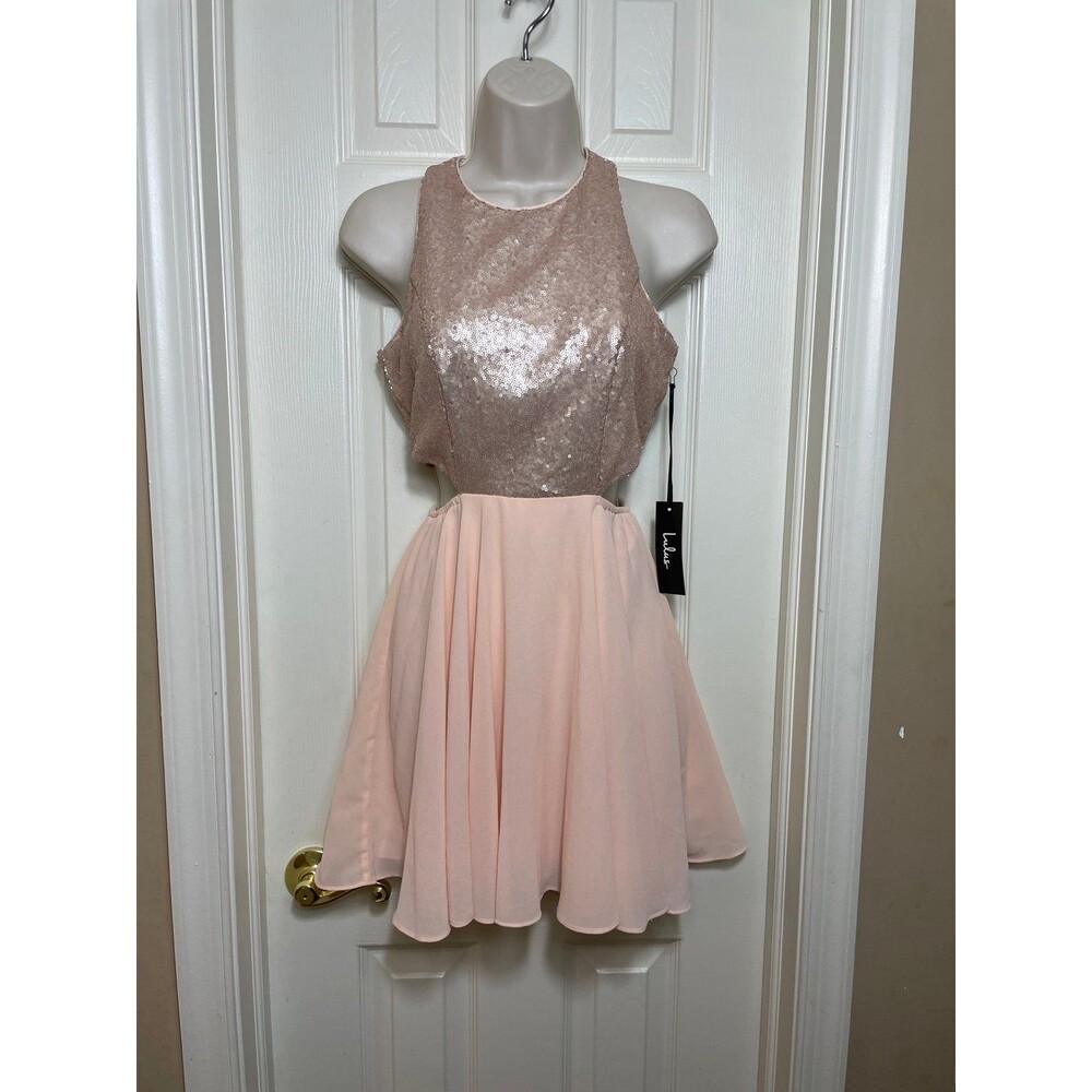 Lulus Sequin Halter Cutout Mini Dress NWT